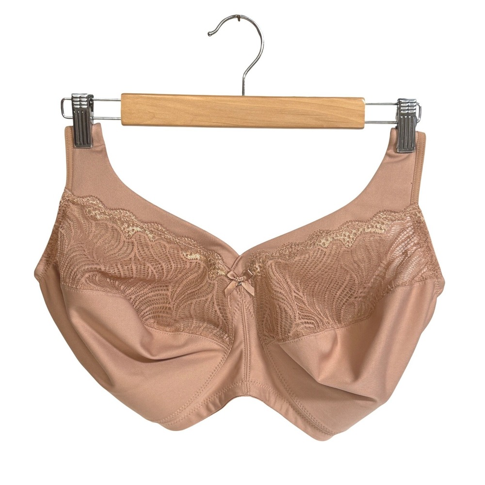 Glamorise MagicLift Wireless Full Support Bra 1010 Nude Tan Lace 36I US Full Fig